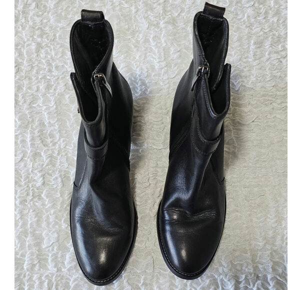 Paul Green Vanessa Block Heel Bootie Leather  black Ankle Boot sz 7.5 - Picture 4 of 6